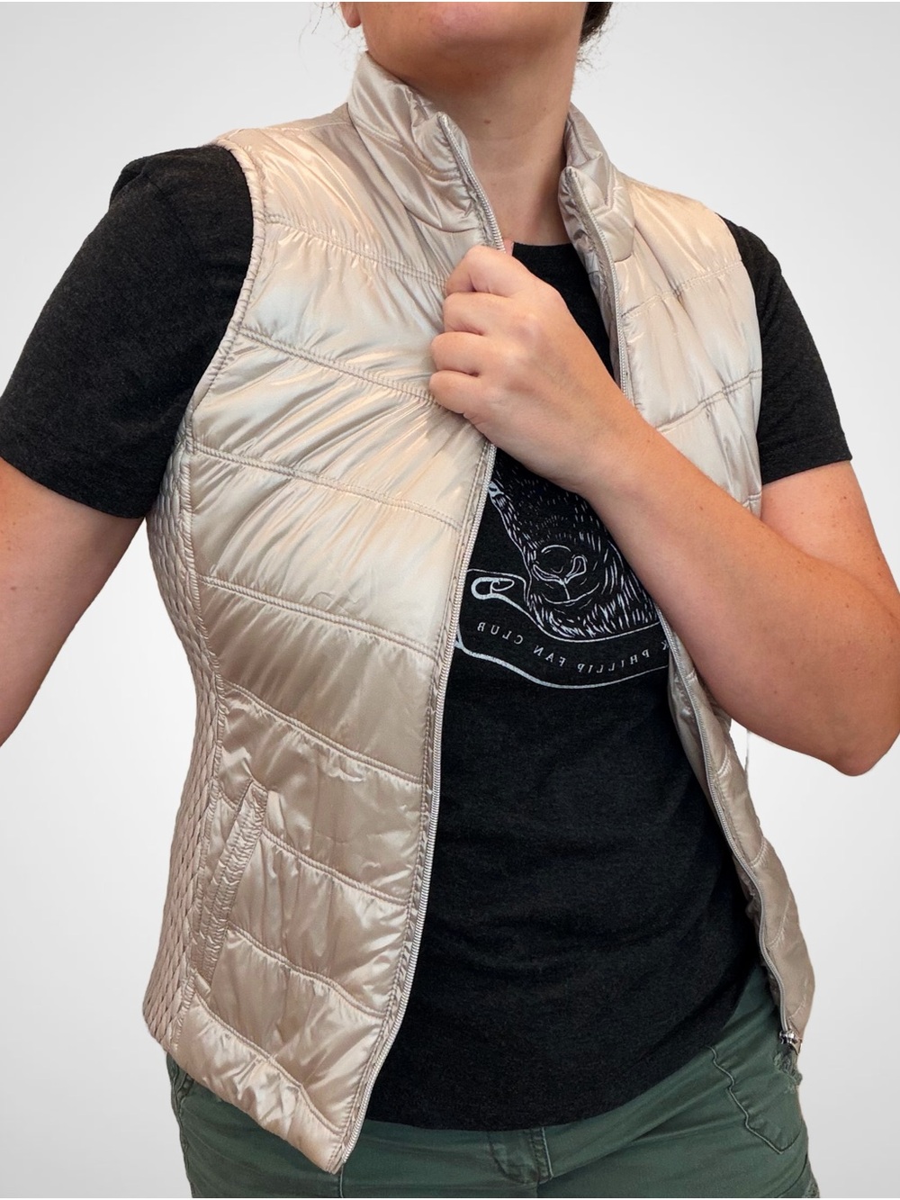 NWT Christopher & Banks Champagne Puffer Vest, Petite Small